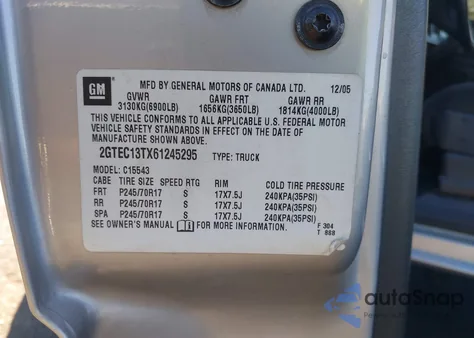 2006 GMC Sierra 1500 Sle1 from USA, damaged, VIN 2GTEC13TX61245295